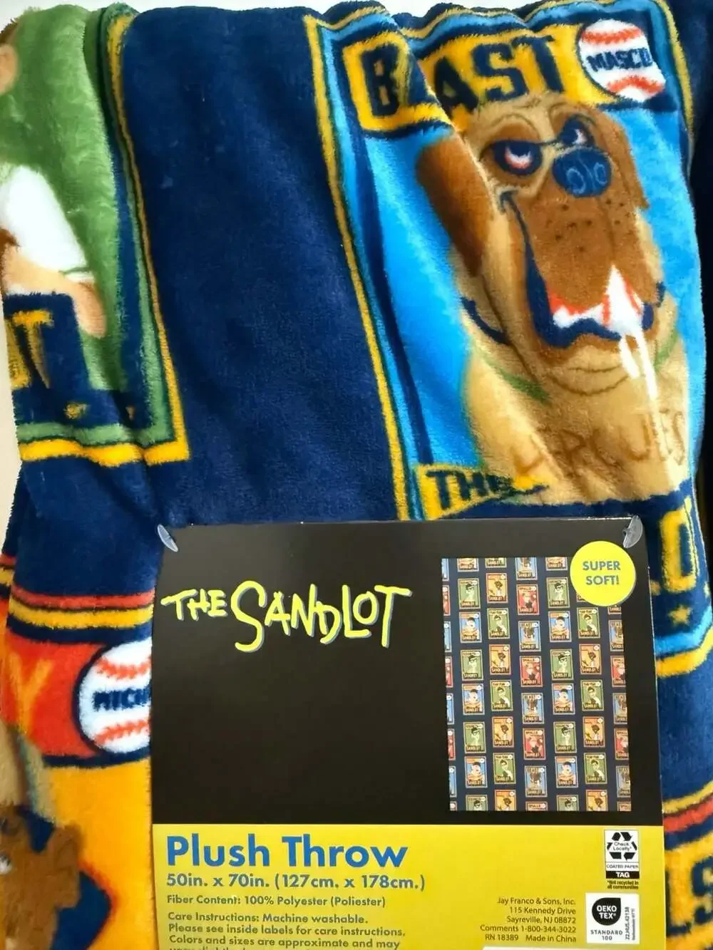 The Sandlot Movie Baseball Trading Card CharPlush Throw Blanket 50in x 70in